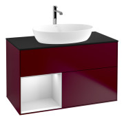 Тумба под раковину Villeroy & Boch Finion 100х50,1 см с подсветкой МДФ пион матовый лак/стекло черное матовое G772MTHB