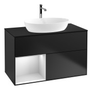 Тумба под раковину Villeroy & Boch Finion 100х50,1 см с подсветкой МДФ черный матовый лак/стекло черное матовое G772MTPD