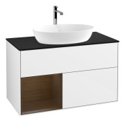 Тумба под раковину Villeroy & Boch Finion 100х50,1 см с подсветкой МДФ глянцевый белый лак/стекло черное матовое G772GNGF