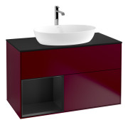 Тумба под раковину Villeroy & Boch Finion 100х50,1 см с подсветкой МДФ пион матовый лак/стекло черное матовое G772PDHB