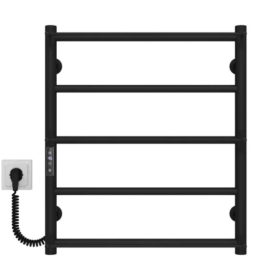 Электрический полотенцесушитель Deffi Ladder П5 500х600 левое подключение JD03 черный C.LK.60.50.5.E.B.L.1