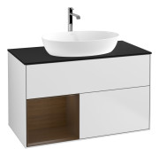 Тумба під раковину Villeroy & Boch Finion 100х50,1 см із підсвічуванням МДФ білий матовий лак/скло чорне матове G772GNMT