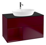 Тумба под раковину Villeroy & Boch Finion 100х50,1 см с подсветкой МДФ пион матовый лак/стекло черное матовое G772HBHB