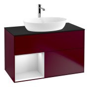 Тумба под раковину Villeroy & Boch Finion 100х50,1 см с подсветкой МДФ пион матовый лак/стекло черное матовое G772MTHB