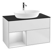 Тумба под раковину Villeroy & Boch Finion 100х50,1 см с подсветкой МДФ белый матовый лак/стекло черное матовое G772MTMT