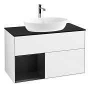 Тумба под раковину Villeroy & Boch Finion 100х50,1 см с подсветкой МДФ глянцевый белый лак/стекло черное матовое G772PDGF