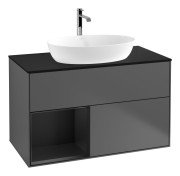 Тумба під раковину Villeroy & Boch Finion 100х50,1 см із підсвічуванням МДФ антрацит матовий лак/скло чорне матове G772PDGK
