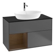 Тумба під раковину Villeroy & Boch Finion 100х50,1 см із підсвічуванням МДФ антрацит матовий лак/скло чорне матове G772GNGK