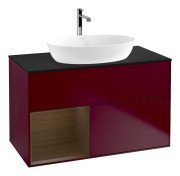 Тумба под раковину Villeroy & Boch Finion 100х50,1 см с подсветкой МДФ пион матовый лак/стекло черное матовое G772GNHB