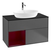 Тумба под раковину Villeroy & Boch Finion 100х50,1 см с подсветкой МДФ антрацит матовый лак/стекло черное матовое G772HBGK