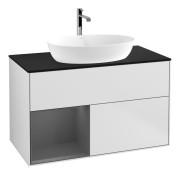 Тумба під раковину Villeroy & Boch Finion 100х50,1 см із підсвічуванням МДФ білий матовий лак/скло чорне матове G772GKMT