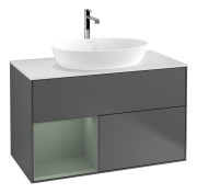 Тумба под раковину Villeroy & Boch Finion 100х50,1 см с подсветкой МДФ антрацит матовый лак/стекло белое матовое G771GMGK
