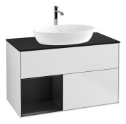 Тумба под раковину Villeroy & Boch Finion 100х50,1 см с подсветкой МДФ белый матовый лак/стекло черное матовое G772PDMT