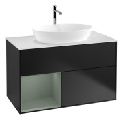 Тумба под раковину Villeroy & Boch Finion 100х50,1 см с подсветкой МДФ черный матовый лак/стекло белое матовое G771GMPD