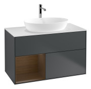 Тумба под раковину Villeroy & Boch Finion 100х50,1 см с подсветкой МДФ темно-синий матовый лак/стекло белое матовое G771GNHG