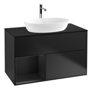 Тумба под раковину Villeroy & Boch Finion 100х50,1 см с подсветкой МДФ черный матовый лак/стекло черное матовое G772PDPD