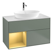 Тумба под раковину Villeroy & Boch Finion 100х50,1 см с подсветкой МДФ оливковый матовый лак/стекло белое матовое G771HFGM