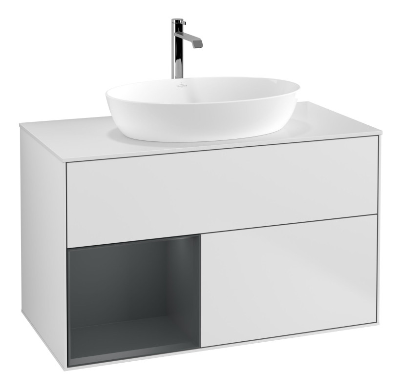 Тумба под раковину Villeroy & Boch Finion 100х50,1 см с подсветкой МДФ белый матовый лак/стекло белое матовое G771HGMT