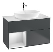 Тумба под раковину Villeroy & Boch Finion 100х50,1 см с подсветкой МДФ темно-синий матовый лак/стекло белое матовое G771MTHG