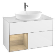 Тумба под раковину Villeroy & Boch Finion 100х50,1 см с подсветкой МДФ глянцевый белый лак/стекло белое матовое G771PCGF