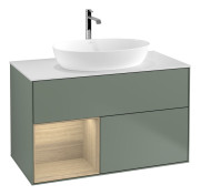 Тумба под раковину Villeroy & Boch Finion 100х50,1 см с подсветкой МДФ оливковый матовый лак/стекло белое матовое G771PCGM