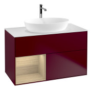 Тумба под раковину Villeroy & Boch Finion 100х50,1 см с подсветкой МДФ пион матовый лак/стекло белое матовое G771PCHB