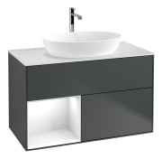 Тумба під раковину Villeroy & Boch Finion 100х50,1 см із підсвічуванням МДФ темно-синій матовий лак/скло біле матове G771GFHG