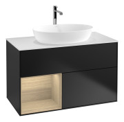 Тумба под раковину Villeroy & Boch Finion 100х50,1 см с подсветкой МДФ черный матовый лак/стекло белое матовое G771PCPD