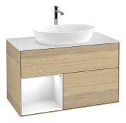 Тумба под раковину Villeroy & Boch Finion 100х50,1 см с подсветкой МДФ шпон дуба/стекло белое матовое G771GFPC