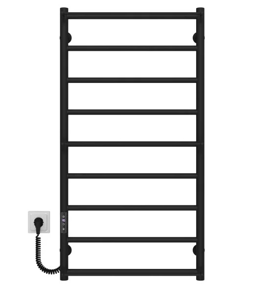 Электрический полотенцесушитель Deffi Ladder П9 500х1000 левое подключение JD03 черный C.LK.100.50.9.E.B.L.1