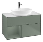 Тумба под раковину Villeroy & Boch Finion 100х50,1 см с подсветкой МДФ оливковый матовый лак/стекло белое матовое G771GMGM