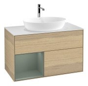 Тумба под раковину Villeroy & Boch Finion 100х50,1 см с подсветкой МДФ шпон дуба/стекло белое матовое G771GMPC