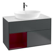 Тумба под раковину Villeroy & Boch Finion 100х50,1 см с подсветкой МДФ темно-синий матовый лак/стекло белое матовое G771HBHG