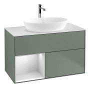 Тумба під раковину Villeroy & Boch Finion 100х50,1 см із підсвічуванням МДФ оливковий матовий лак/скло біле матове G771MTGM