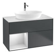 Тумба под раковину Villeroy & Boch Finion 100х50,1 см с подсветкой МДФ темно-синий матовый лак/стекло белое матовое G771MTHG