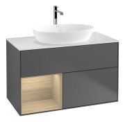 Тумба під раковину Villeroy & Boch Finion 100х50,1 см із підсвічуванням МДФ антрацит матовий лак/скло біле матове G771PCGK