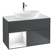 Тумба під раковину Villeroy & Boch Finion 100х50,1 см із підсвічуванням МДФ темно-синій матовий лак/скло біле матове G771GFHG