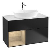 Тумба під раковину Villeroy & Boch Finion 100х50,1 см із підсвічуванням МДФ чорний матовий лак/скло біле матове G771PCPD