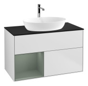 Тумба под раковину Villeroy & Boch Finion 100х50,1 см с подсветкой МДФ белый матовый лак/стекло черное матовое G772GMMT