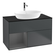 Тумба под раковину Villeroy & Boch Finion 100х50,1 см с подсветкой МДФ темно-синий матовый лак/стекло черное матовое G772GKHG