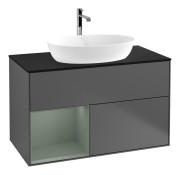 Тумба под раковину Villeroy & Boch Finion 100х50,1 см с подсветкой МДФ антрацит матовый лак/стекло черное матовое G772GMGK