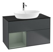 Тумба під раковину Villeroy & Boch Finion 100х50,1 см із підсвічуванням МДФ темно-синій матовий лак/скло чорне матове G772GMHG