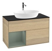 Тумба под раковину Villeroy & Boch Finion 100х50,1 см с подсветкой МДФ шпон дуба/стекло черное матовое G772GMPC