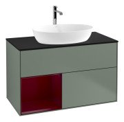 Тумба под раковину Villeroy & Boch Finion 100х50,1 см с подсветкой МДФ оливковый матовый лак/стекло черное матовое G772HBGM