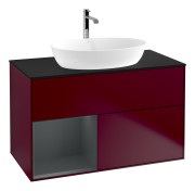 Тумба под раковину Villeroy & Boch Finion 100х50,1 см с подсветкой МДФ пион матовый лак/стекло черное матовое G772HGHB