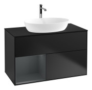 Тумба під раковину Villeroy & Boch Finion 100х50,1 см із підсвічуванням МДФ чорний матовий лак/скло чорне матове G772HGPD