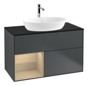 Тумба под раковину Villeroy & Boch Finion 100х50,1 см с подсветкой МДФ темно-синий матовый лак/стекло черное матовое G772PCHG