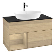 Тумба под раковину Villeroy & Boch Finion 100х50,1 см с подсветкой МДФ шпон дуба/стекло черное матовое G772PCPC