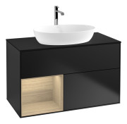 Тумба под раковину Villeroy & Boch Finion 100х50,1 см с подсветкой МДФ черный матовый лак/стекло черное матовое G772PCPD