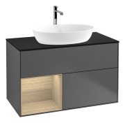 Тумба под раковину Villeroy & Boch Finion 100х50,1 см с подсветкой МДФ антрацит матовый лак/стекло черное матовое G772PCGK